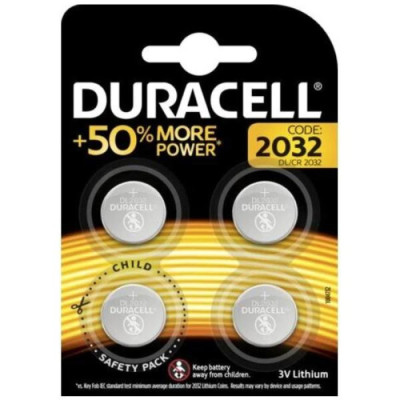 Батарейки Duracell 2032 3V (DL2032/CR2032) тип «монета». 4 шт. (5000394071780)