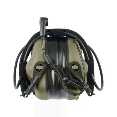Активні захисні навушники Earmor M32X PLUS (FG) Olive з гарнітурою та кріпленням на шолом