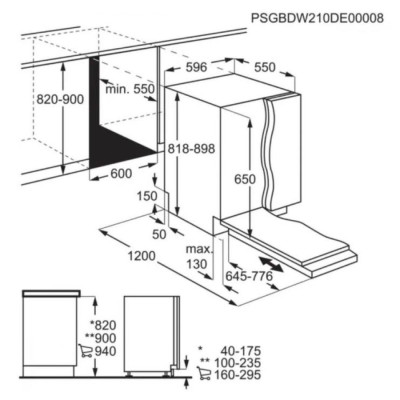 Посудомоечная машина встраиваемая Electrolux AirDry 300 EEA917120L