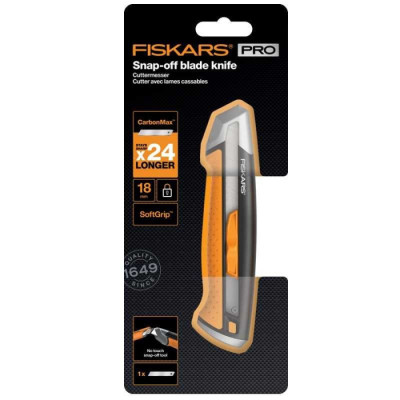 Нож с выдвижным лезвием Fiskars Pro CarbonMax 18 мм (1027227)