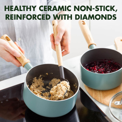 Набір ковшів з кришками GreenPan Mayflower, 16/18/20 см, 1,5/2/3,1 л з керамічним покриттям (CC001595-001)