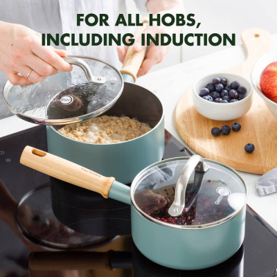 Набір ковшів з кришками GreenPan Mayflower, 16/18/20 см, 1,5/2/3,1 л з керамічним покриттям (CC001595-001)