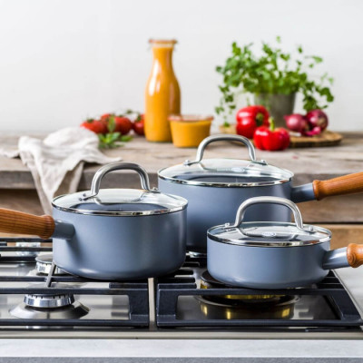 Набір ковшів з кришками GreenPan Mayflower Pro, 16/18/20 см, 1,05/2,1/3,1 л з керам. покриттям (CC005410-001)