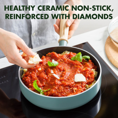 Сотейник з кришкою GreenPan Mayflower, 24 см, 2,6 л з керамічним покриттям, небесно-голубий (CC001682-001)