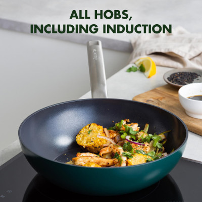 Вок GreenPan Evolution, 28 см, 3,6 л з керамічним покриттям, темно-зелений (CC006392-001)