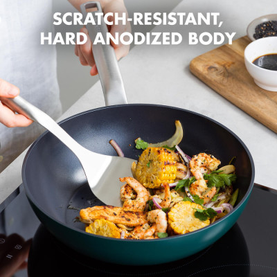 Вок GreenPan Evolution, 28 см, 3,6 л з керамічним покриттям, темно-зелений (CC006392-001)