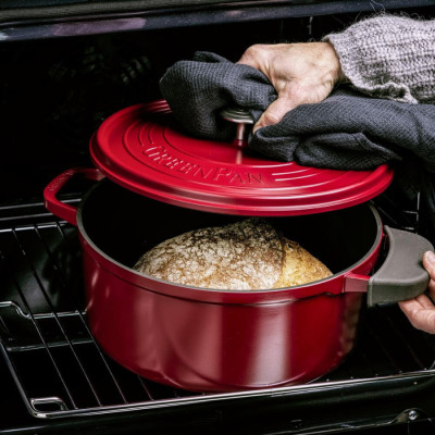 Каструля з кришкою GreenPan Featherweights, 22 см, 3,3 л з керамічним покриттям, червоний (CC005432-001)