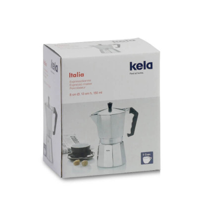 Кавоварка гейзерна KELA Italia, 150 мл, 3 чашки, чорна (10553)