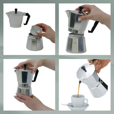 Кавоварка гейзерна KELA Italia, 150 мл, 3 чашки, чорна (10553)