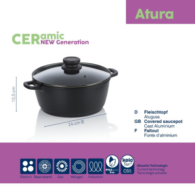 Каструля з кришкою KELA Atura, 24 см, 3.2 л (15171)