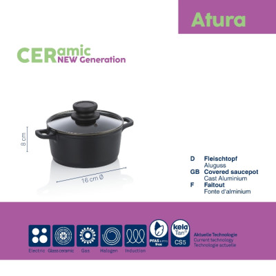 Каструля з кришкою KELA Atura, 16 см, 1 л (15169)