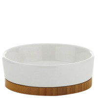 Мыльница KELA Natura, белая-древесина, 12х4 см (20969)