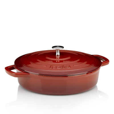 Сотейник чавунний з кришкою KELA Calido. 28 см. 3.2 л червоний (11938)