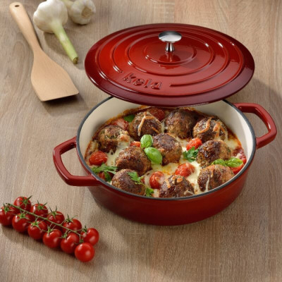 Сотейник чавунний з кришкою KELA Calido. 28 см. 3.2 л червоний (11938)
