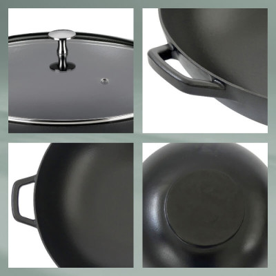 Сковорода вок чавунна з кришкою KELA Calido, 36 см, 4,0 л (12475)