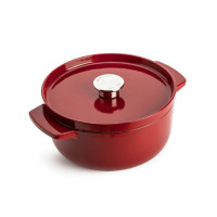 Каструля чавунна з кришкою KitchenAid, 22 см, 3,3 л, червона (CC006057-001)