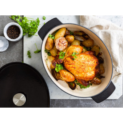 Гусятниця чавунна з кришкою KitchenAid, 30 см, 5,6 л, чорна (CC006064-001)