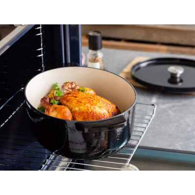 Гусятниця чавунна з кришкою KitchenAid, 30 см, 5,6 л, чорна (CC006064-001)