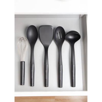 Набір кухонного приладдя з керамічною підставкою KitchenAid Classic, 6 предметів, чорний/білий (KQG561BXOBE)