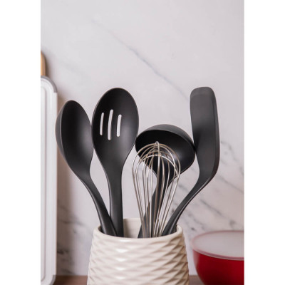 Набір кухонного приладдя з керамічною підставкою KitchenAid Classic, 6 предметів, чорний/білий (KQG561BXOBE)