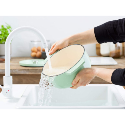 Каструля чавунна з кришкою KitchenAid, 22 см, 3,3 л, колір фісташковий (CC007433-001)