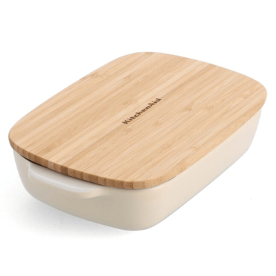 Форма для випічки керамогранітна з кришкою KitchenAid 0,9 л. бежева (CC006105-001)