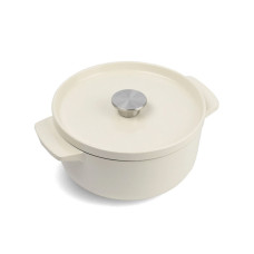 Каструля чавунна з кришкою KitchenAid, 22 см, 3,3 л, колір мигдальний крем (CC006056-001)