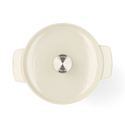 Каструля чавунна з кришкою KitchenAid, 22 см, 3,3 л, колір мигдальний крем (CC006056-001)