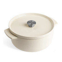 Кастрюля чугунная с крышкой KitchenAid, 26 см, 5,2 л, цвет миндальный крем (CC006059-001)