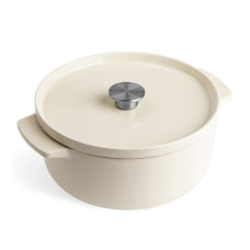 Кастрюля чугунная с крышкой KitchenAid, 26 см, 5,2 л, цвет миндальный крем (CC006059-001)