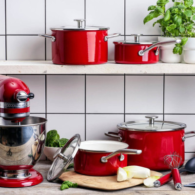 
Ківш з кришкою KitchenAid Steel Core, 18 см, 2 л, червоний (CC003264-001)
