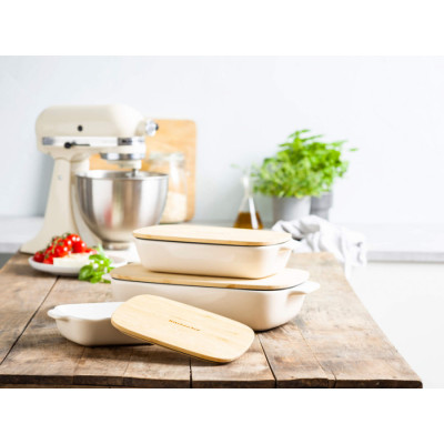 Форма для випічки керамогранітна з кришкою KitchenAid 3,8 л. бежева (CC006109-001)