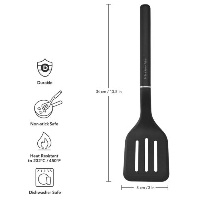 
Лопатка з прорізами KitchenAid Classic, 34 см, чорний (KHH002OHOBEG)
