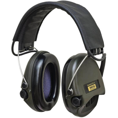 Активні навушники для стрільби Sordin Supreme Pro X Шкіряне оголів'я (olive)