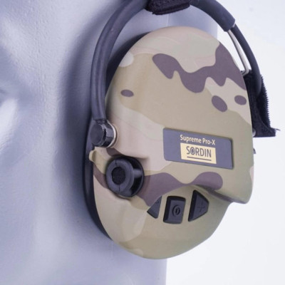 Активні навушники для стрільби Sordin Supreme Pro-X Neckband Multicam із заднім тримачем під шолом