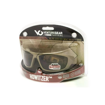 Захисні окуляри Venture Gear Tactical Howitzer Black (bronze) Anti-Fog, коричневі в чорній оправі