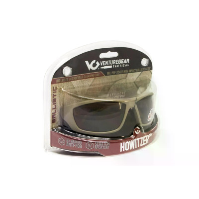 Захисні окуляри Venture Gear Tactical Howitzer Black (bronze) Anti-Fog, коричневі в чорній оправі