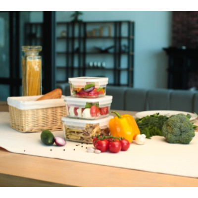 
Набір контейнерів miFamilia Nested collection 3 шт, 450 мл, 750 мл, 1000 мл, для зберігання, запікання, заморозки, квадратні (6033-6086-6034)
