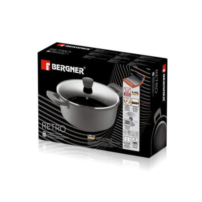 Каструля з кришкою Bergner Retro, 24 см, 4,1 л (BG-30738-NP)