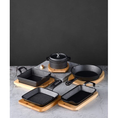Чавунна мініформа з сервер. дошкою MasterPro Cook & share, 13,6 см, квадратна (BGMP-3805-4)