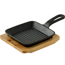 Сковорода чавунна міні з сервер. дошкою Bergner MasterPro Cook & share, 13,7 см, квадратна (BGMP-3808-4)