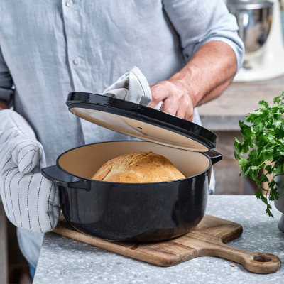 Каструля чавунна з кришкою KitchenAid, 26 см, 5,2 л, чорна (CC006061-001)