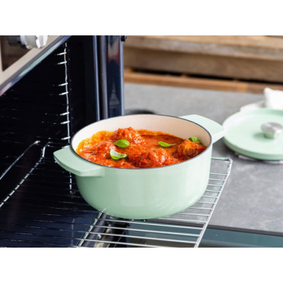 Каструля чавунна з кришкою KitchenAid, 22 см, 3,3 л, колір фісташковий (CC007433-001)
