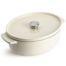 Гусятниця чавунна з кришкою KitchenAid, 30 см, 5,6 л, колір мигдальний крем (CC006062-001)