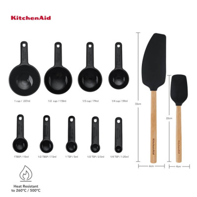Набір кухонного приладдя KitchenAid Classic, 11 предметів, чорний (KQG492OHOBE)