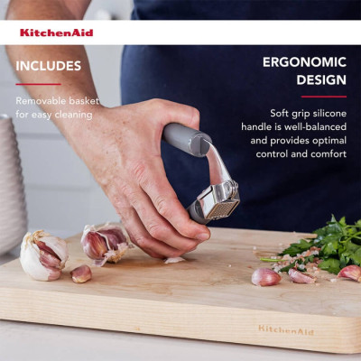 Прес для часнику KitchenAid Coreline, 19 см, сірий (KAS132OHCGG)