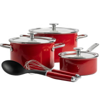 Набор посуды KitchenAid Steel Core, 8 предметов, 16/20/24 см, 1,3/3,7/6 л, красный (CC004920-001)