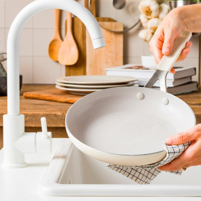 Сковорода KitchenAid АС, 24 см, з керамічним покриттям, кремовий (CC009715-001)