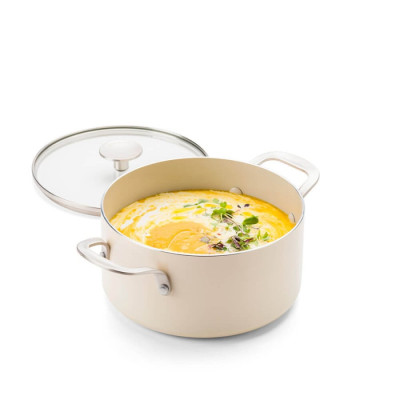 Каструля з кришкою KitchenAid АС, 20 см, 3,11 л, з керам покриттям, кремовий (CC010376-001)