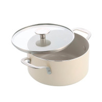 Каструля з кришкою KitchenAid АС, 24 см, 4,91 л, з керам покриттям, кремовий (CC009738-001)